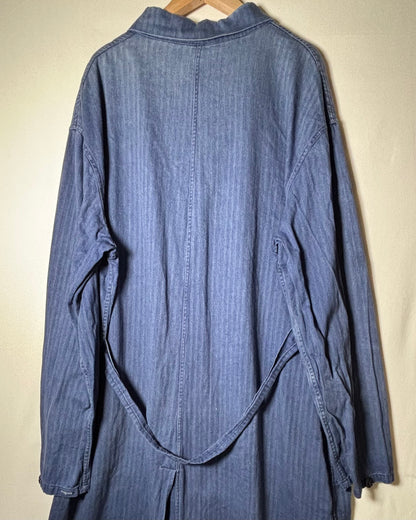 French Style Herringbone Denim Shop Coat
