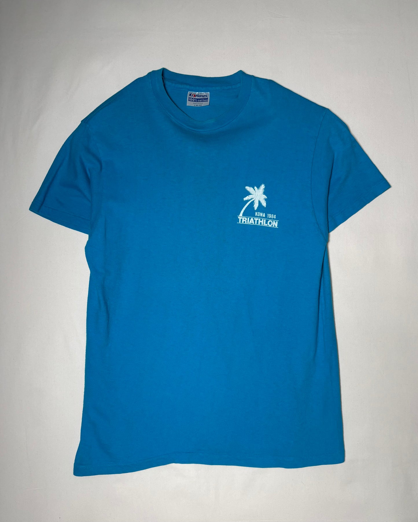 80s USA Made <Hanes> Kona Hawaii Triathlon Double-Sided Print T-Shirt