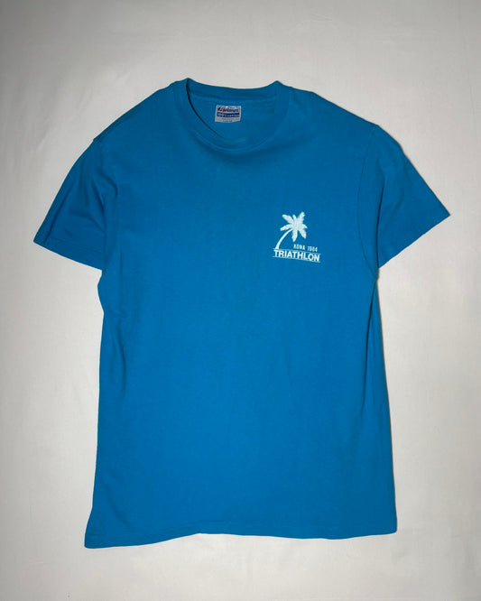 80s USA Made <Hanes> Kona Hawaii Triathlon Double-Sided Print T-Shirt