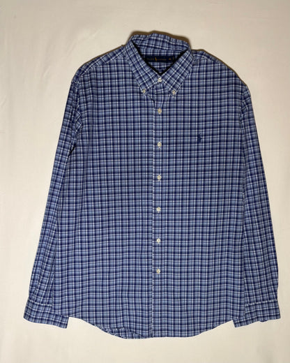 Ralph Lauren ネイビー ブルー チェック ボタンダウンシャツ XL