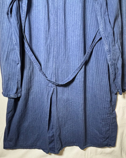French Style Herringbone Denim Shop Coat