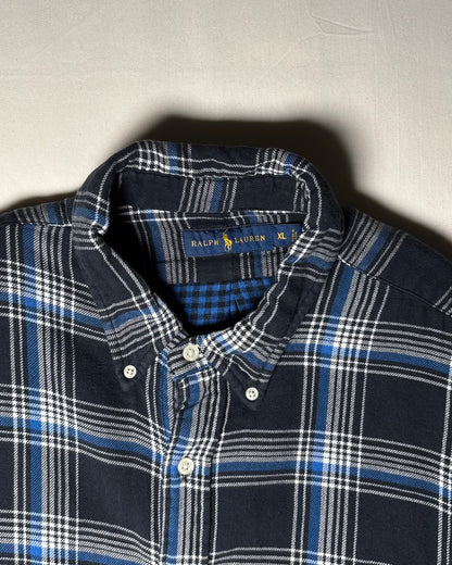 〈Ralph Lauren〉 Plaid Button-Down Shirt Navy / Blue XL