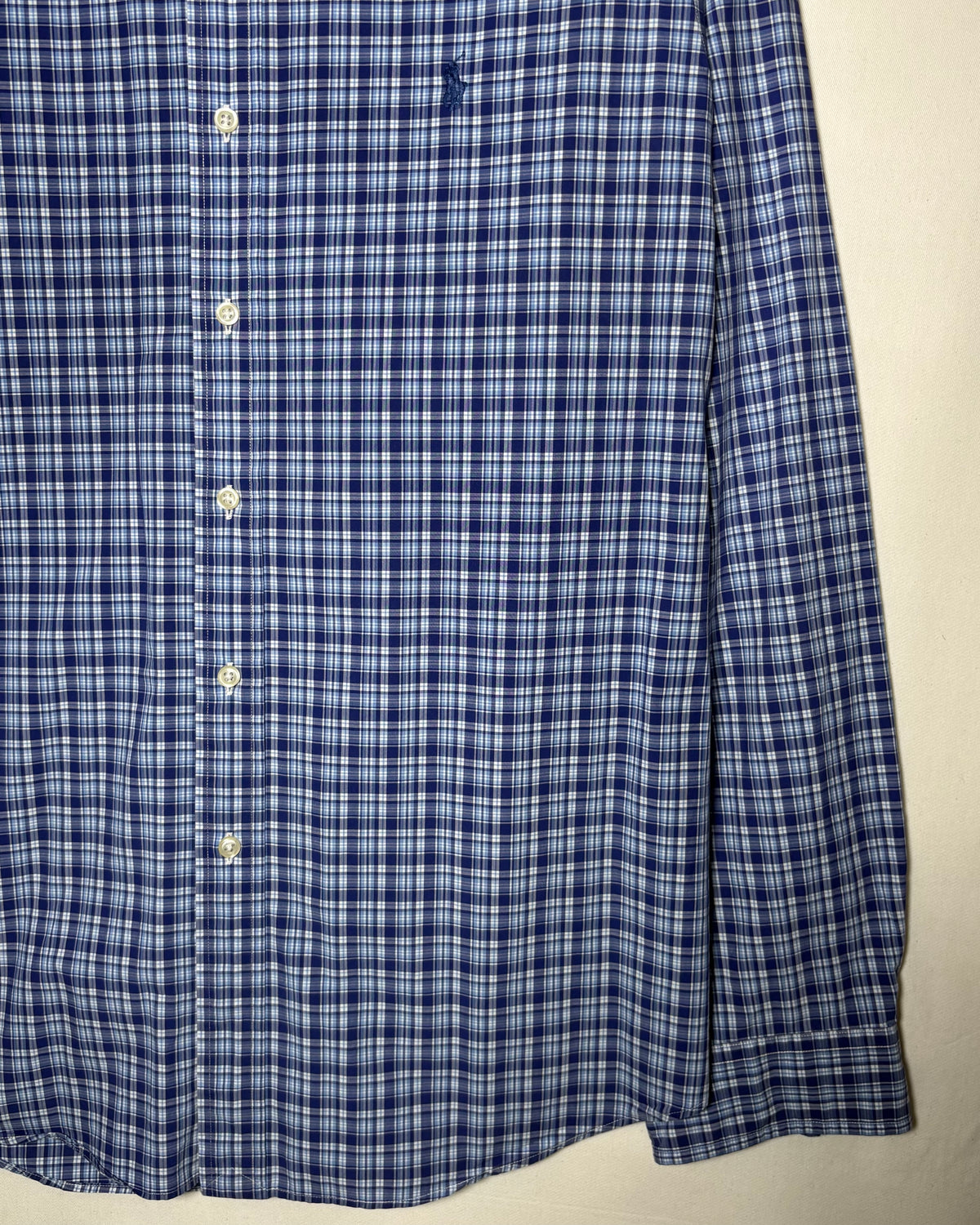 Ralph Lauren ネイビー ブルー チェック ボタンダウンシャツ XL 商品画像 5