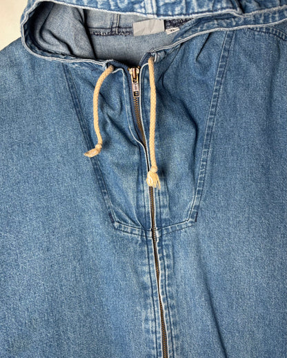 USA Made Denim Hooded Zip Jacket / XL