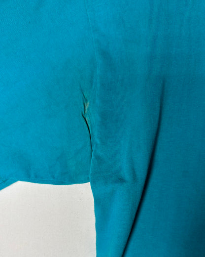 80s 〈Hanes〉 USA-Made The Woodworkers' Store Pocket T-Shirt - Turquoise Blue