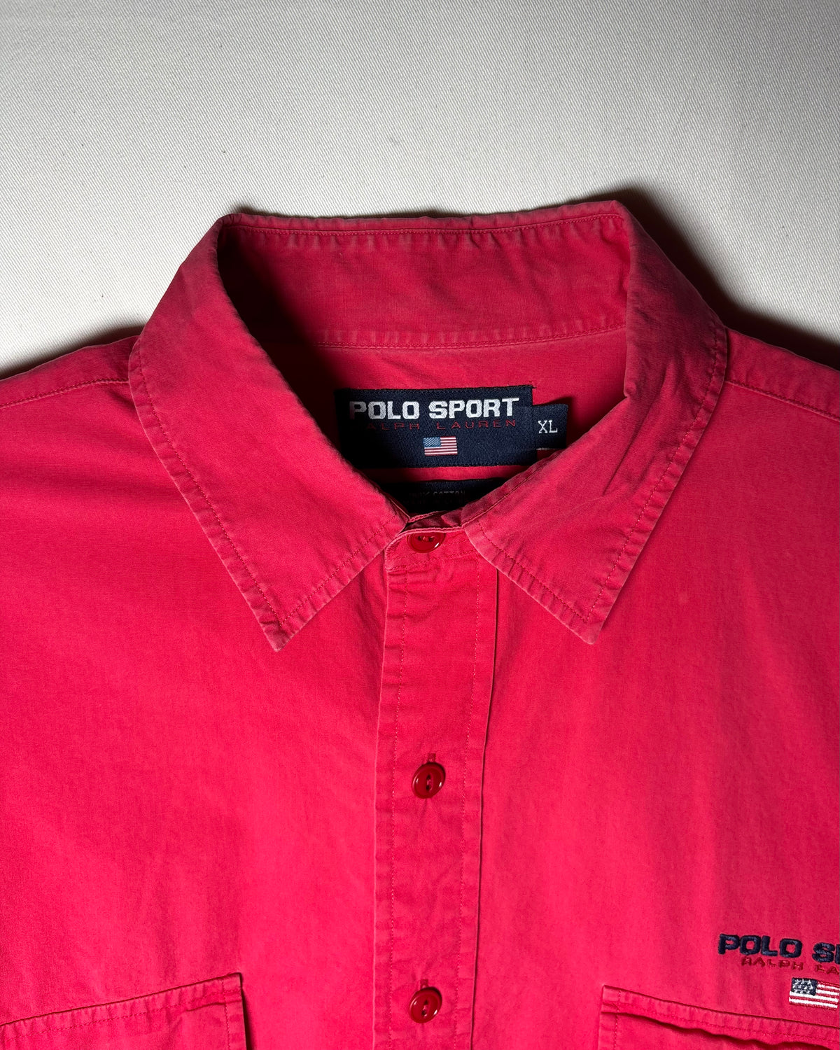 〈Polo Sport Ralph Lauren〉 Faded Red Utility Shirt XL