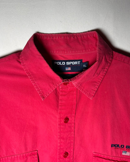 〈Polo Sport Ralph Lauren〉 Faded Red Utility Shirt XL