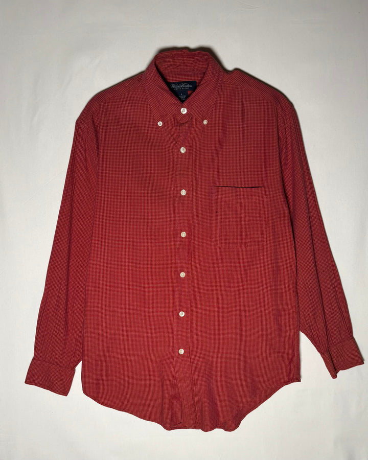〈Brooks Brothers〉 Red Micro Check Button-Down Shirt Woven in Italy