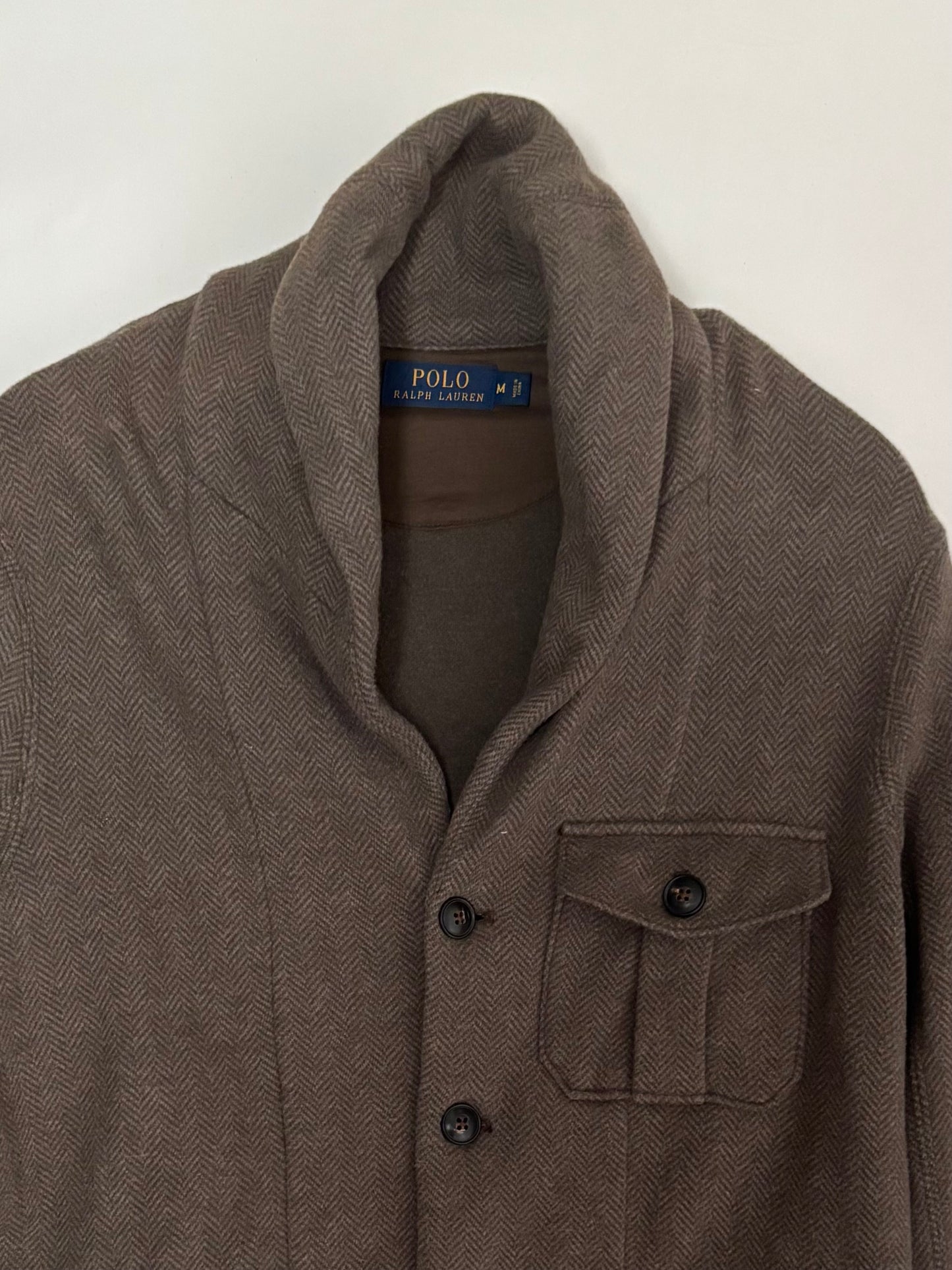 〈POLO RALPH LAUREN〉Herringbone Shawl Collar Sweat Jacket / Brown