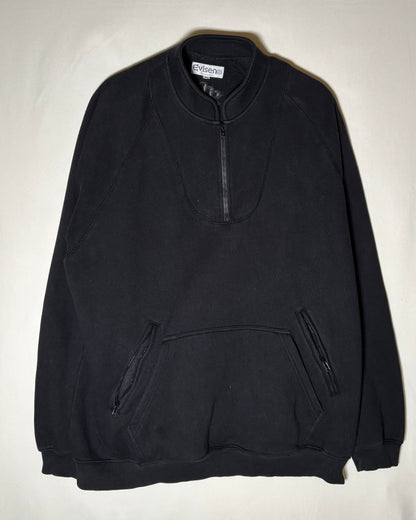Evisen Skateboards ブラック マルチポケット ハーフジップスウェット