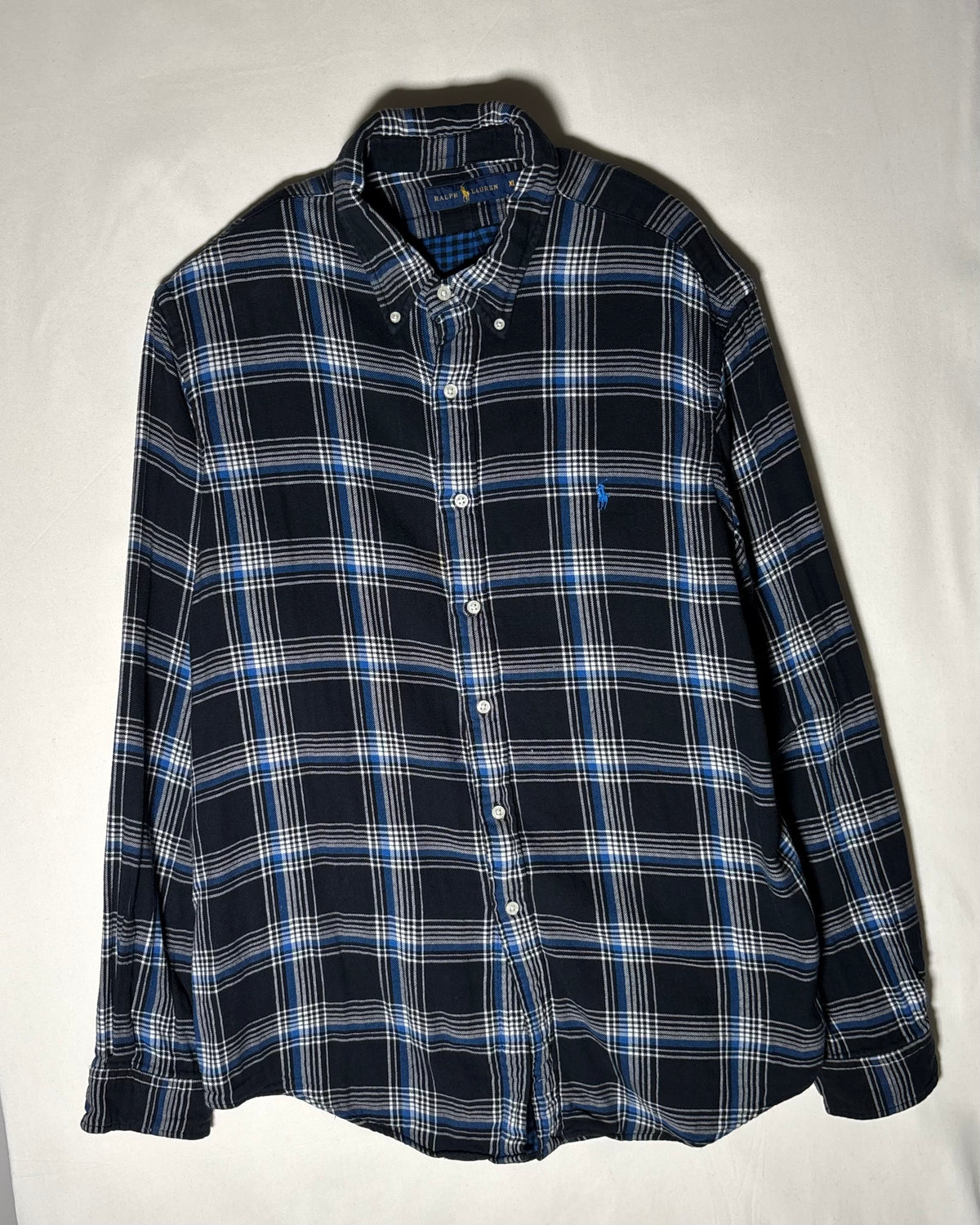 〈Ralph Lauren〉 Plaid Button-Down Shirt Navy / Blue XL