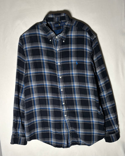 〈Ralph Lauren〉 Plaid Button-Down Shirt Navy / Blue XL