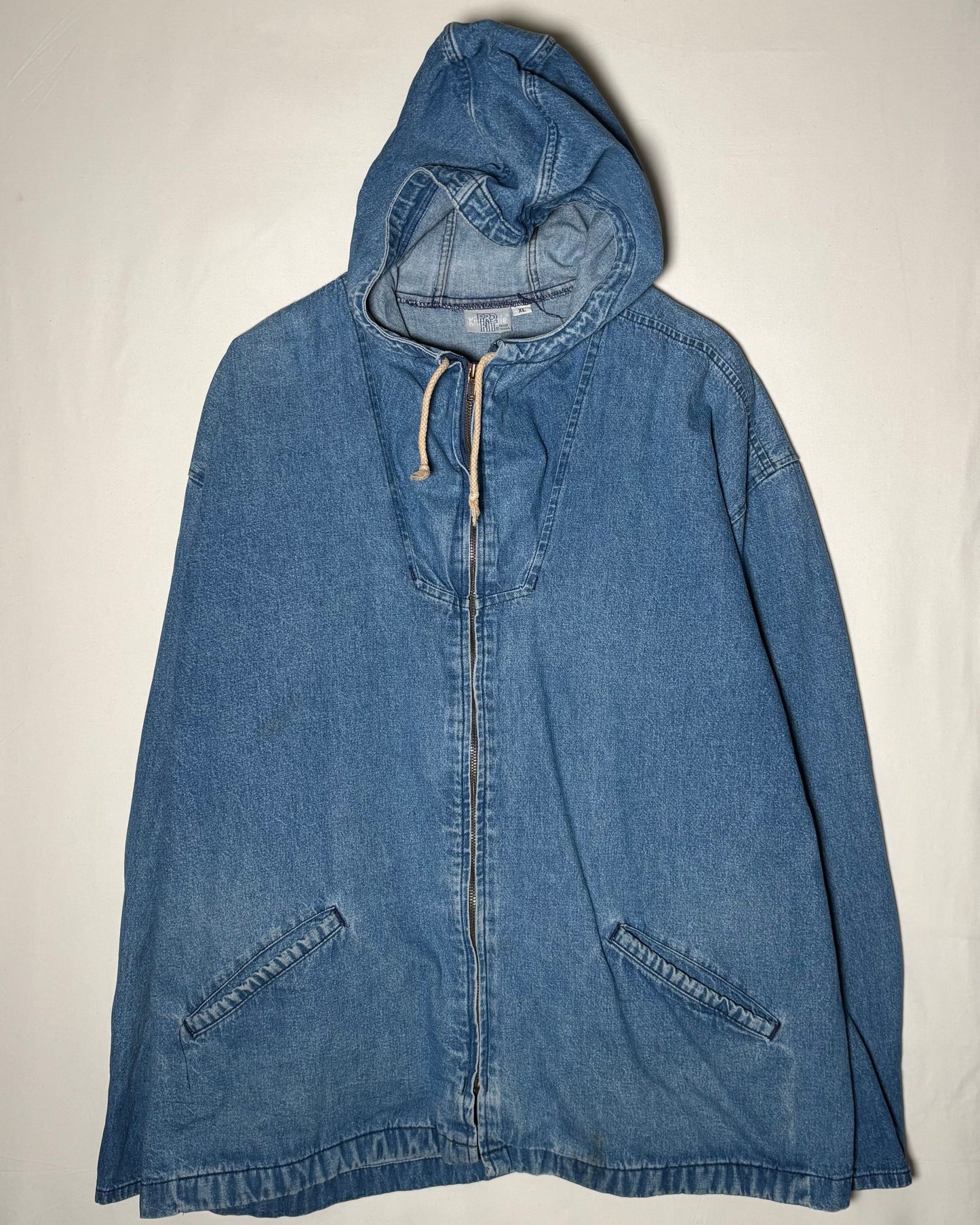 USA Made Denim Hooded Zip Jacket / XL