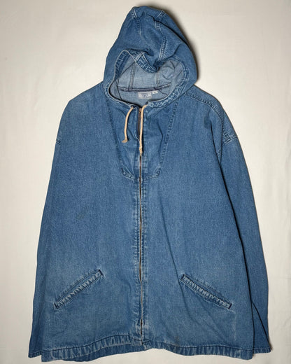 USA Made Denim Hooded Zip Jacket / XL