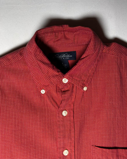 〈Brooks Brothers〉 Red Micro Check Button-Down Shirt Woven in Italy