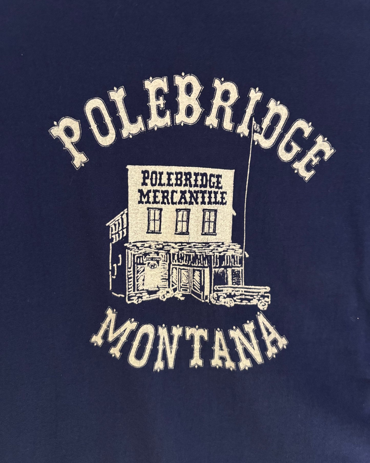 90s USA Made〈Hanes〉POLEBRIDGE MERCANTILE Souvenir Print T-Shirt