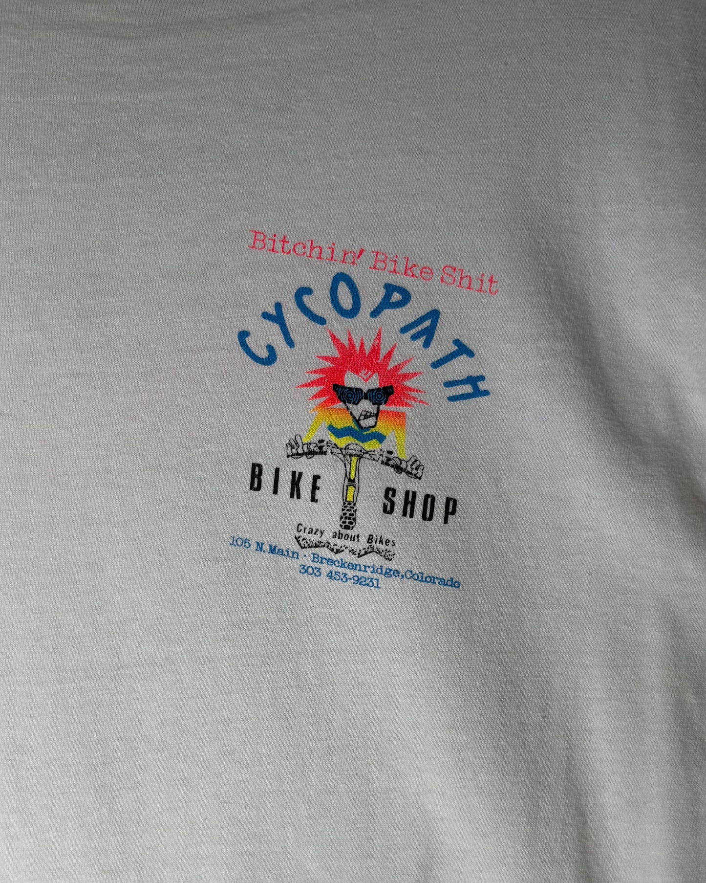 90s USA Made〈Hanes〉CYCOPATH BIKE SHOP Double-Sided Print T-Shirt