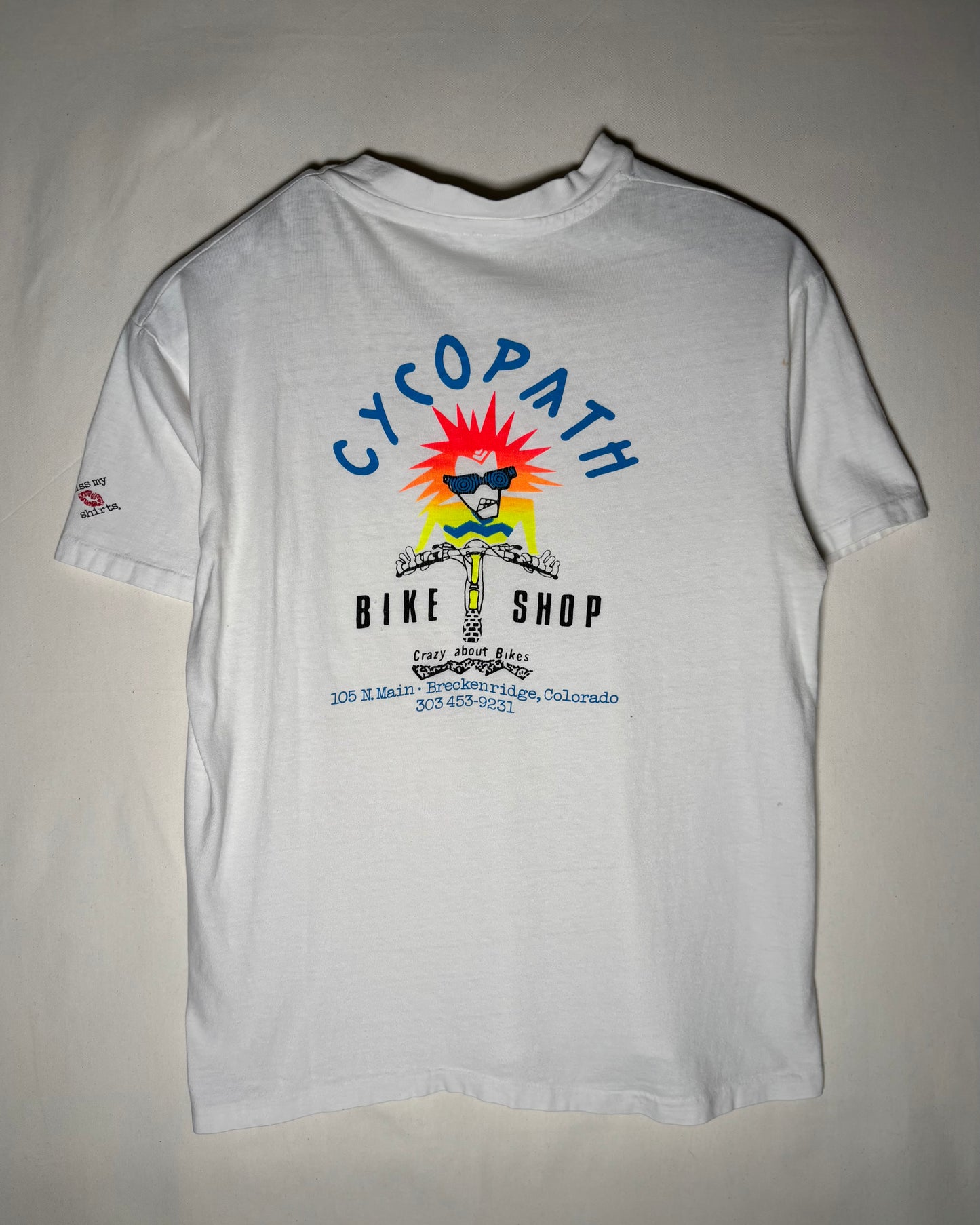 90s USA Made〈Hanes〉CYCOPATH BIKE SHOP Double-Sided Print T-Shirt