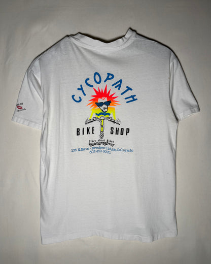 90s USA Made〈Hanes〉CYCOPATH BIKE SHOP Double-Sided Print T-Shirt