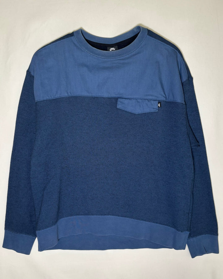 〈Nike SB〉 Two Tone Panel Pocket Crewneck Sweatshirt Blue