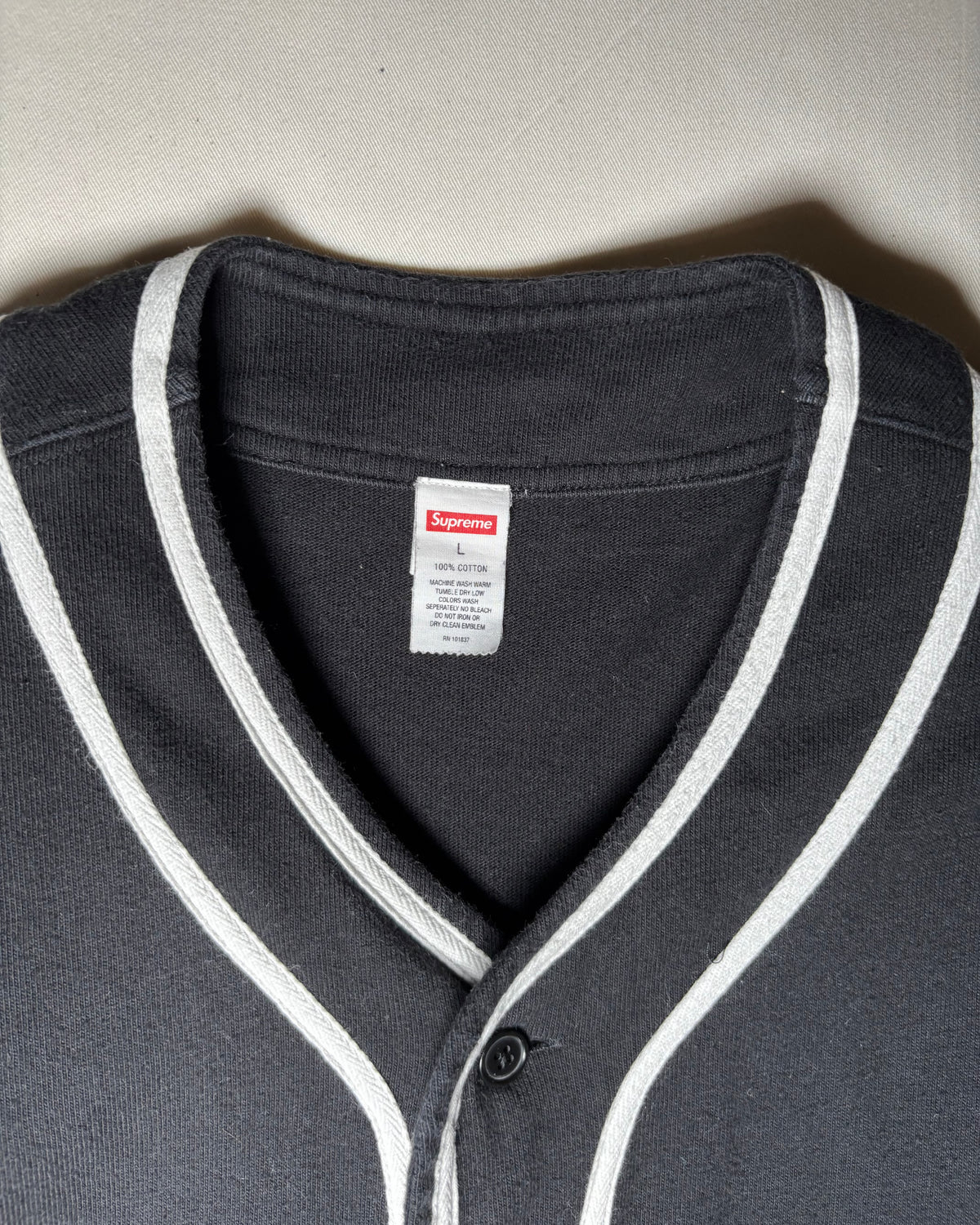 Supreme 2010 SS ブラック ホワイト ベースボールジャージ 商品画像 2