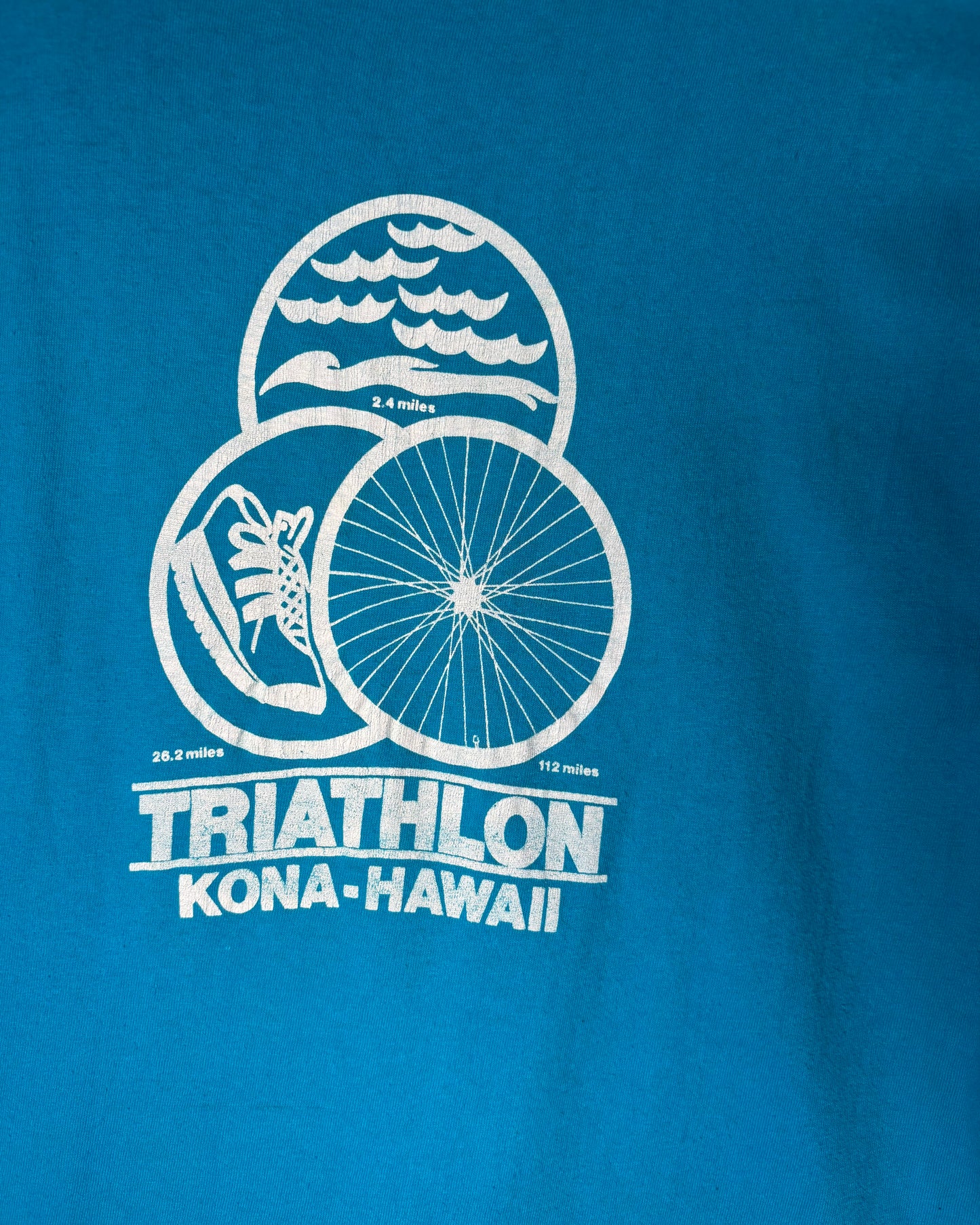 80s USA Made <Hanes> Kona Hawaii Triathlon Double-Sided Print T-Shirt