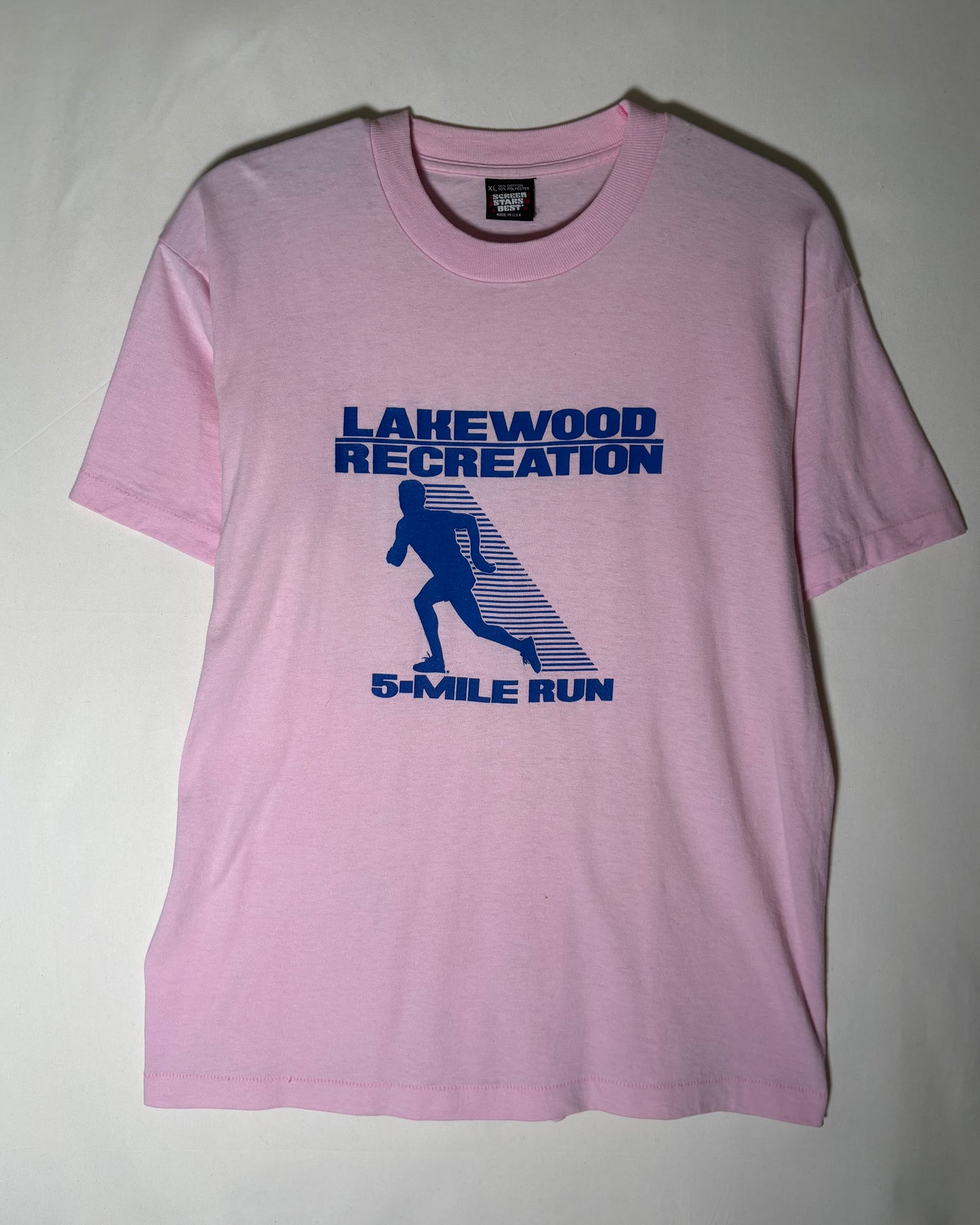 USA Made Lakewood Recreation 5-Mile Run T-Shirt / Pink