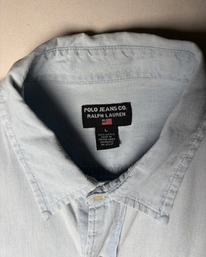 〈Polo Jeans Co. Ralph Lauren〉 Cotton Work Shirt Light Blue Made in UAE