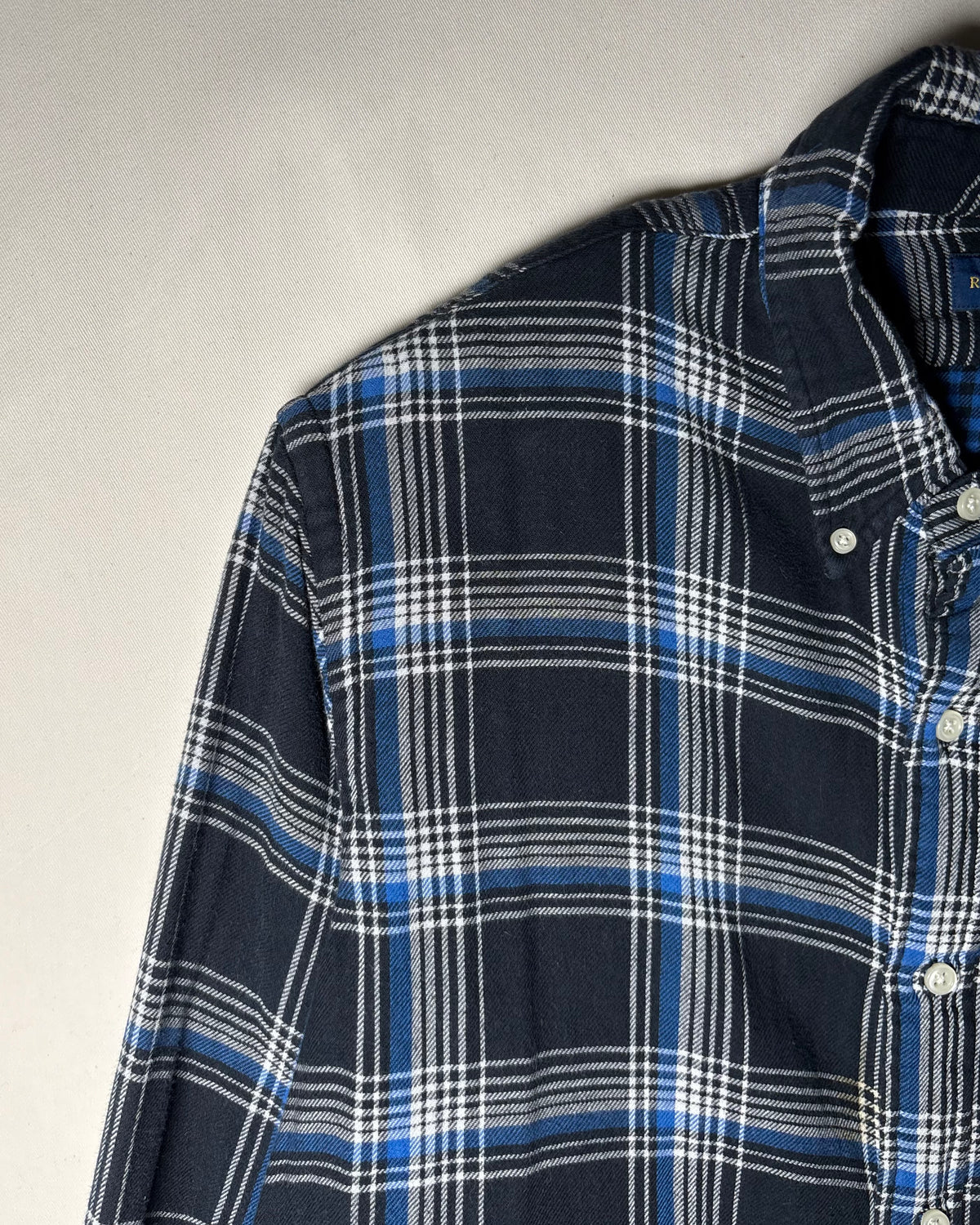 〈Ralph Lauren〉 Plaid Button-Down Shirt Navy / Blue XL