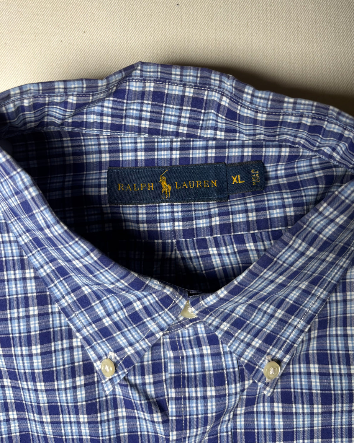 Ralph Lauren ネイビー ブルー チェック ボタンダウンシャツ XL 商品画像 4