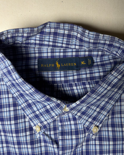 Ralph Lauren ネイビー ブルー チェック ボタンダウンシャツ XL 商品画像 4
