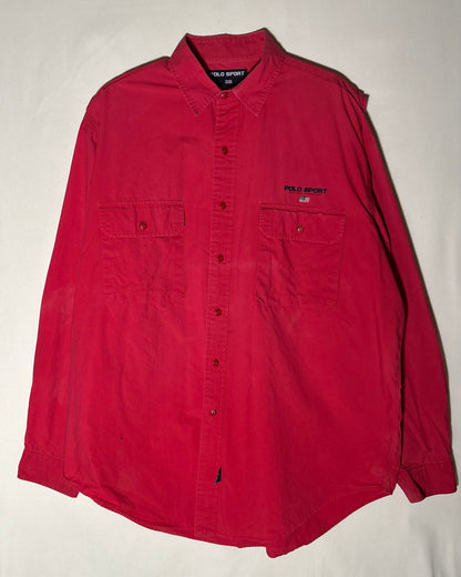 〈Polo Sport Ralph Lauren〉 Faded Red Utility Shirt XL