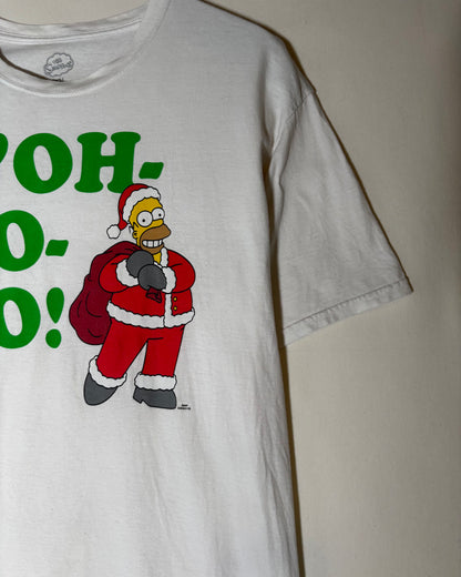 The Simpsons Homer Simpson “D’OH-HO-HO!” Christmas Print T-Shirt White